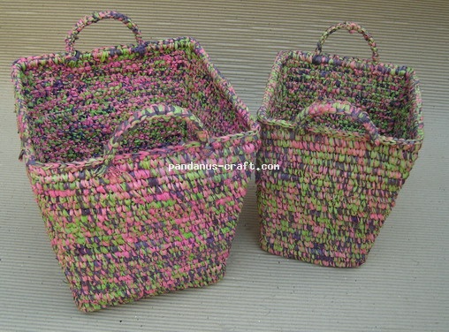 Rafia Square Tapered Basket set of 2 Mix Color handicraft