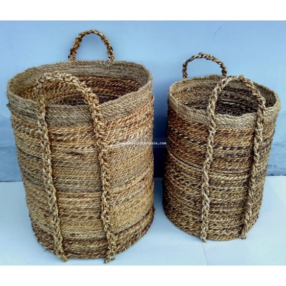 Banana rope round basket set of 2 handicraft