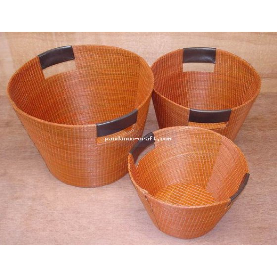 Mendong Round Basket set of 3 handicraft