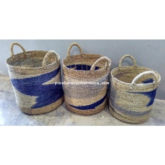 Seagrass ombre basket set of 3 handicraft
