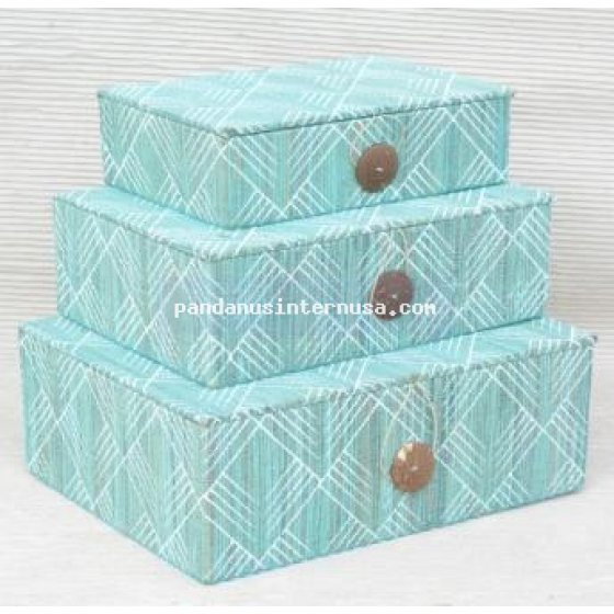 Waterhyacinth lidded box set of 3  handicraft