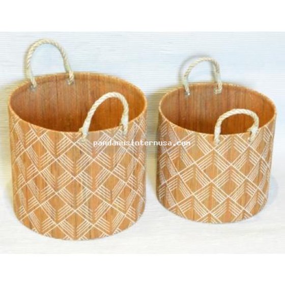 Waterhyacinth round basket set of 2 handicraft