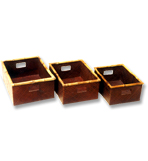Pandanus Storage Box with Bamboo Trim set of 3 handicraft