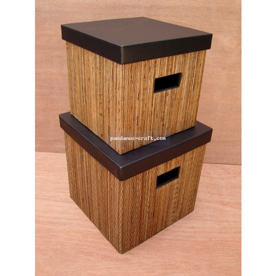 Lidi Square Box with Vinyl Lid set of 2 handicraft