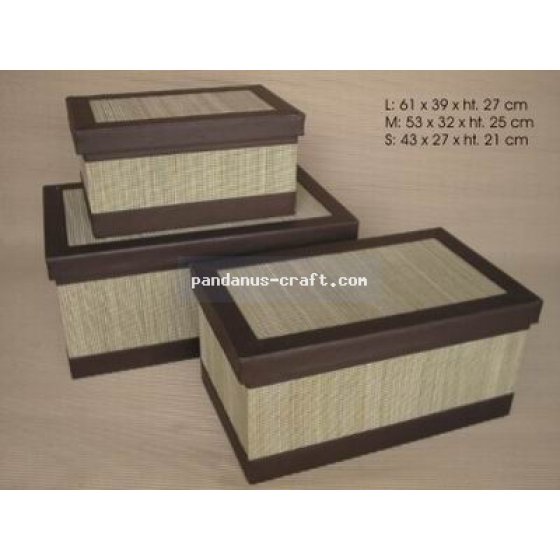 Mendong Rectangular Box set of 3 handicraft