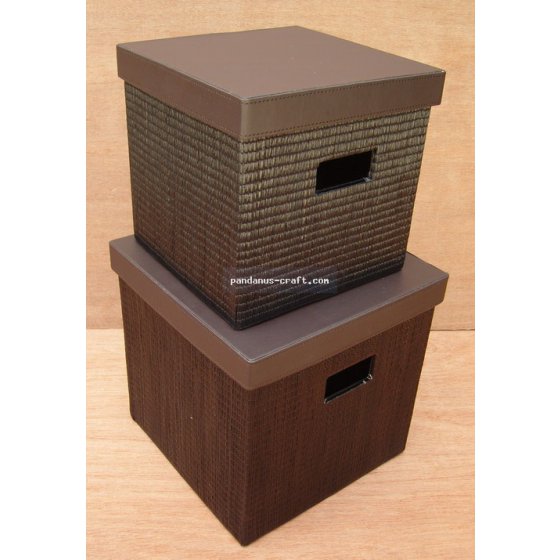 Mendong Square Box with Vinyl Lid set of 2 handicraft