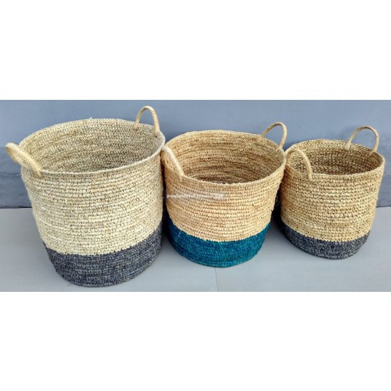 Raffia round basket set of 3 handicraft