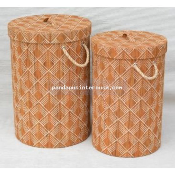 Waterhyacinth laundry box w rope handle set of 4 handicraft